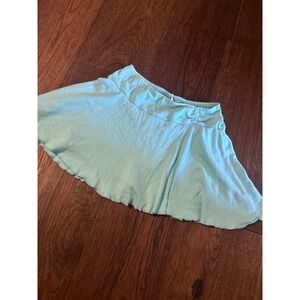 Knitworks Light Blue Cotton Knit Mini Skirt Lettuce Edge Hem XS y2K